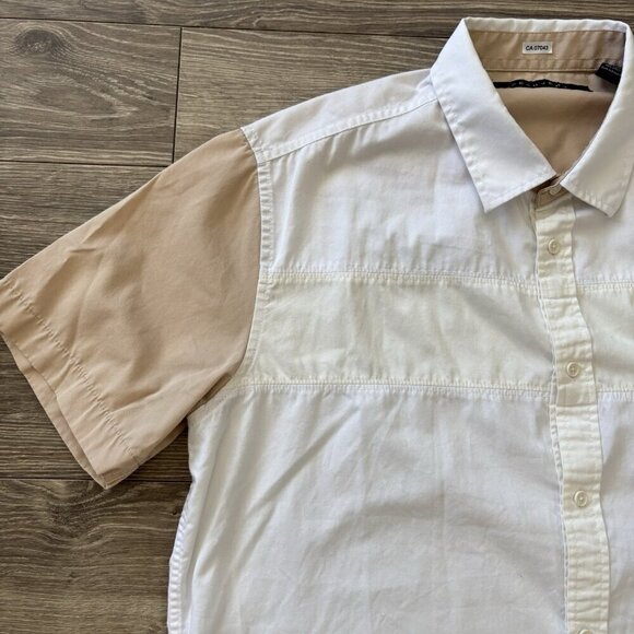 SEAN JOHN Mens Shirt Size 2XL XXL Original Fit White Tan Short Sleeve Y2K - Picture 3 of 13